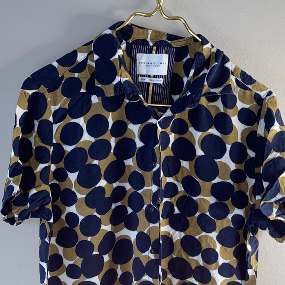 Gitman Brothers Navy and Beige Polka Dot Shirt - Picture 3 of 10